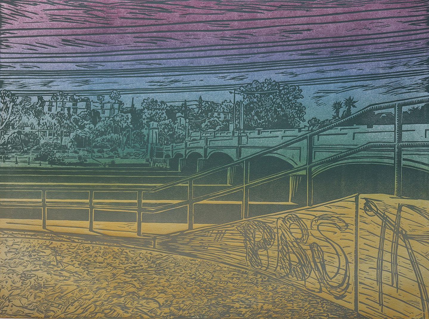 "The Bridge Over Very Little Water" - PURPLE SKY VARIANT!